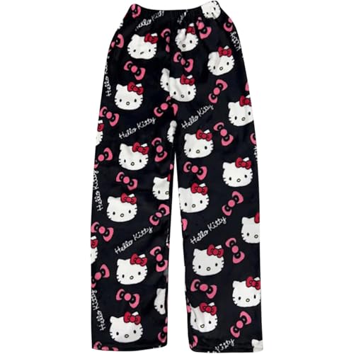 𝐇𝐞𝐥𝐥𝐨 𝐊ἰ𝐭𝐭𝐲 Pyjama Hose kinder,Schlafhose Pyjamahose Lang Flanell Weich Kawaii Anime Winter Warm und Bequem Schlafanzughose Casual Pyjamas Schlafanzughose für Junge Mädchen von Generic