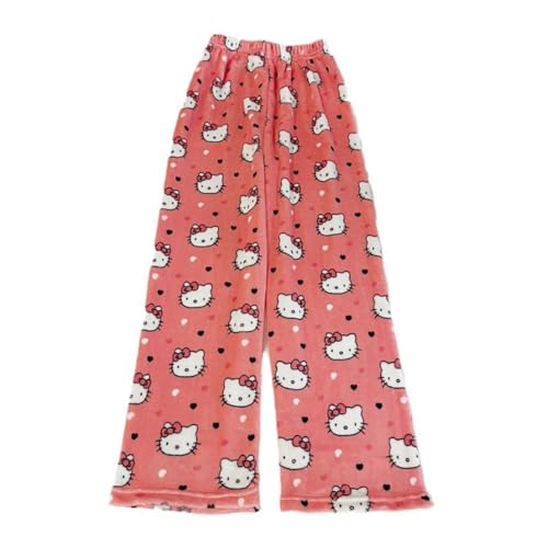 𝐇𝐞𝐥𝐥𝐨 𝐊ἰ𝐭𝐭𝐲 Pyjama Hose kinder,Schlafhose Pyjamahose Lang Flanell Weich Kawaii Anime Winter Warm und Bequem Schlafanzughose Casual Pyjamas Schlafanzughose für Junge Mädchen von Generic