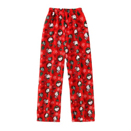 𝐇𝐞𝐥𝐥𝐨 𝐊ἰ𝐭𝐭𝐲 Pyjama Hose kinder,Schlafhose Pyjamahose Lang Flanell Weich Kawaii Anime Winter Warm und Bequem Schlafanzughose Casual Pyjamas Schlafanzughose für Junge Mädchen von Generic