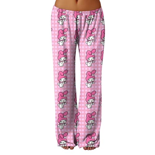 Hello Kἰtty Schlafanzughose Damen Lang Hosen Flauschig Pyjama Warm Kawaii Baumwolle Schlafanzug Schlafhose Sommer Anime Weich Kuschelhose Lustige Geschenke Pink S Pyjamahose von Generic