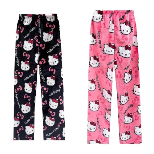 𝐇𝐞𝐥𝐥𝐨 𝐊𝐢𝐭𝐭𝐲 und 𝐒𝐩𝐢𝐝𝐞𝐫𝐦𝐚𝐧 Pyjama Hose Weihnachten, Flanell Pyjamahose Damen Lang Flauschig Schlafanzughose Y2K Schlafhose Weich Schlafanzug Hose XS Weihnachtshose für Herren Kinder von Generic