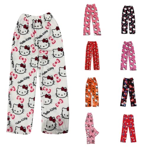𝐇𝐞𝐥𝐥𝐨 𝐊𝐢𝐭𝐭𝐲 und 𝐒𝐩𝐢𝐝𝐞𝐫𝐦𝐚𝐧 Pyjama Hose Weihnachten, Flanell Pyjamahose Damen Lang Flauschig Schlafanzughose Y2K Schlafhose Weich Schlafanzug Hose XS Weihnachtshose für Herren Kinder von Generic