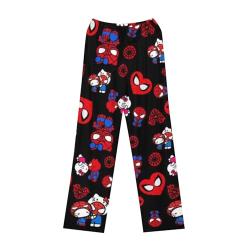 Hello Pyjama Hose Hello, Pyjamahose Damen Lang Spider Hose Pyjama Man Hello Flauschig Anime Größe S Matching Pyjamas Couple Spider Pyjamahose Hose Man Pyjama Pants Hello (A01,M) von Generic