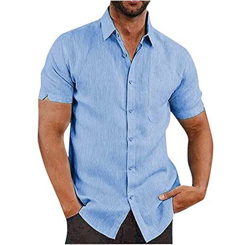 Hemd Herren Comfort Fit Kurzarmhemd Herren mit Einfarbig Kurzarm Freizeit Shirt T-Shirt für Männer 2023 Trend Yk2 Sommer Serie Outdoor Mode Herrenhemd Kurzarm Freizeithemden von Generic