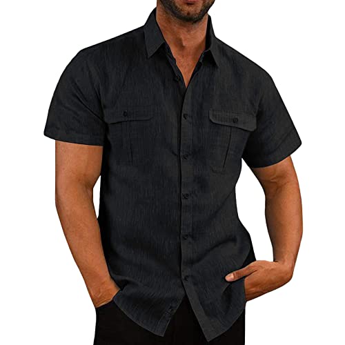 Hemd Herren Comfort Fit Kurzarmhemd Herren mit Einfarbig Kurzarm Freizeit Shirt T-Shirt für Männer 2023 Trend Yk2 Sommer Serie Outdoor Mode Herrenhemd Kurzarm Freizeithemden von Generic