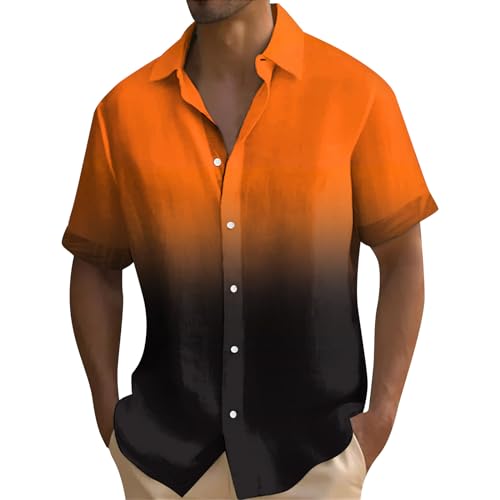 Hemd Herren Einfarbiges Kurzarmhemd Männer Hawaii Hemden mit Button Down Casual T-Shirts Freizeithemd Sommer Strand Tops Lässig Bequeme Kurzarm Alltag Lässig Lockeres Hemd für Outdoor Urlaub Reisen von Generic