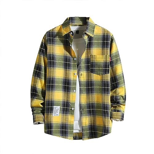 Hemd Herren Kariert hemden Langarm Casual Button Down Freizeithemd Mit Brusttasche Normal Passform Herren Hemd Kariertes Freizeithemd Normale Passform Lange Ärmel hemden von Generic