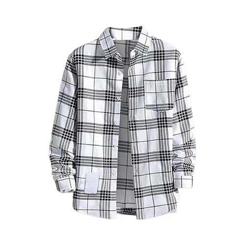 Hemd Herren Karohemd Slim Fit Freizeithemden für Herren Arbeitshemd Herren Holzfäller Jacke Hemdjacke Kariertes Hemd Langarm Winter Flanellhemd Übergröße Holzfällerhemd M-5XL von Generic