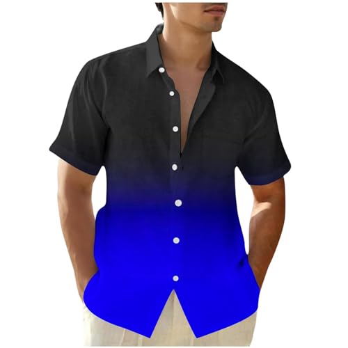 Hemd Herren Kurzarm Baumwolle Hemden Sommer Freizeithemden Y2K Kurzarmhemd Freizeit Herrenhemden Bügelfrei Stehkragenhemd Oversized Fischerhemd Blau 5XL Hemd Herren Kurzarm Baumwolle Hemden Sommer Freizeithemden Y2K Kurzarmhemd Freizeit Herrenhemden Bügelfrei Stehkragenhemd Oversized Fischerhemd Blau 5XL von Generic