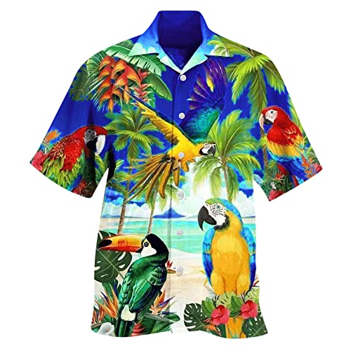 Hemd Herren Kurzarm Hawaii Hemd Sommerhemd Slim Fit Leicht Freizeithemd Bügelfrei Casual Strandhemd Outdoor Elegant Urlaub Hemd Hawaii Shirt Männer Freizeit Party-Hemd von Generic