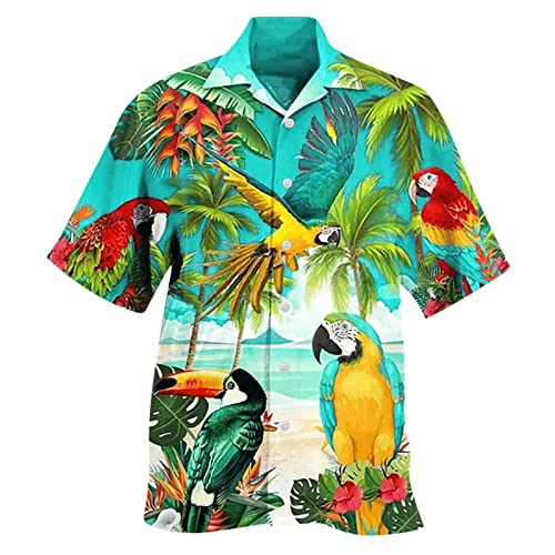 Hemd Herren Kurzarm Hawaii Hemd Sommerhemd Slim Fit Leicht Freizeithemd Bügelfrei Casual Strandhemd Outdoor Elegant Urlaub Hemd Hawaii Shirt Männer Freizeit Party-Hemd von Generic
