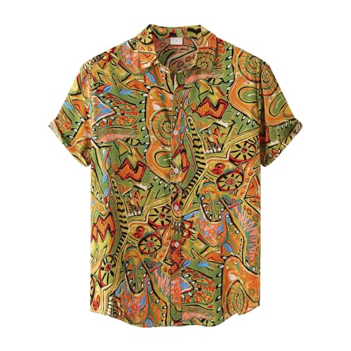 Hemd Herren Kurzarm Hawaiihemd Herren 3D Funky Shirt Hemd Herren Kurzarm Button Down Freizeithemden Hawaii Hemd Männer Hemd Herren Kurzarm Gelb L von Generic
