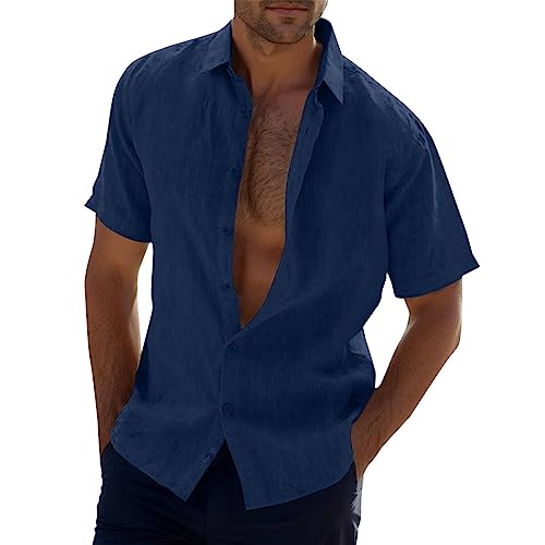 Hemd Herren Kurzarm Hemden Sommerhemd Bügelfrei Button Down Strandhemd Elegant Urlaub Hemd Slim Fit Leicht Freizeithemd Faltenfrei Party-Hemd Funky Herrenhemden von Generic