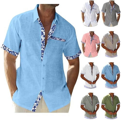 Hemd Herren Kurzarm Leinenhemd Sommer Urlaub Strand Tshirt Patchwork Kurzarmhemd Regular Fit Freizeithemd Button Down Shirt Große Größen Herrenhemden Dünne Atmungsaktive Sommerhemd Lässige Longshirt Hemd Herren Kurzarm Leinenhemd Sommer Urlaub Strand Tshirt Patchwork Kurzarmhemd Regular Fit Freizeithemd Button Down Shirt Große Größen Herrenhemden Dünne Atmungsaktive Sommerhemd Lässige Longshirt von Generic