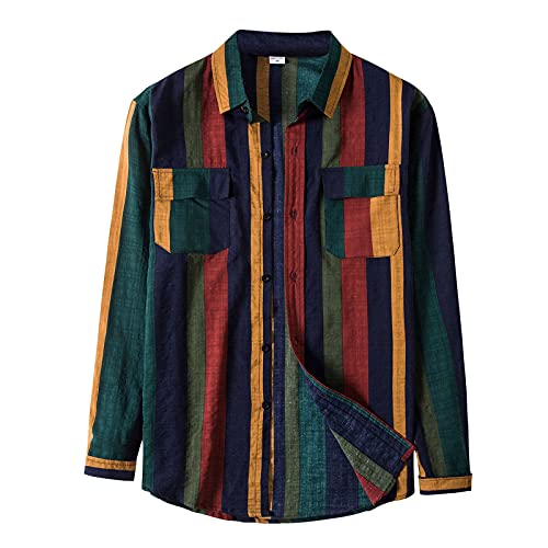 Hemd Herren Regular Fit Hemd Langarm Leinenhemd Casual Freizeithemd Bügelfrei Business Hemden Button Down Hemd Langarm Anzug Hemd Grün XXL von Generic