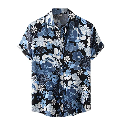 Hemd Herren Sommer Hawaii Hemd Männer Kurzarm Umlegekragen Sommerhemd Herren Muster Blumen Herrenhemden Kurzarm Funky Hawaiihemd Herren Slim Fit Hemd Herren mit Knopfleiste Freizeithemden von Generic