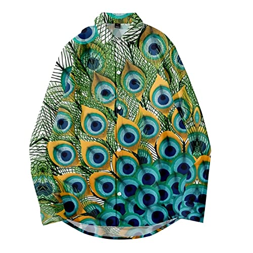 Hemd Herren Sommer Kurz Hawaii Print Hemd - Pfau Print Funky Freizeithemd Herren Grandad Hemd Leicht Angenehm Kühl Sommer Urlaub Freizeithemd Neu 2023 Lässig Strandhemd Herren Streatwear XS-4XL Hemd Herren Sommer Kurz Hawaii Print Hemd - Pfau Print Funky Freizeithemd Herren Grandad Hemd Leicht Angenehm Kühl Sommer Urlaub Freizeithemd Neu 2023 Lässig Strandhemd Herren Streatwear XS-4XL von Generic