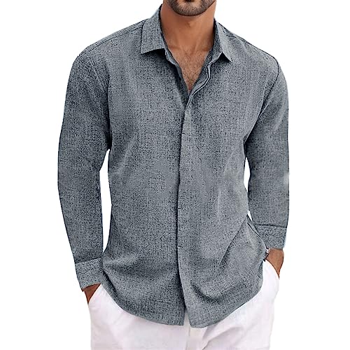 Hemd Leinen Herren Langarm Business Hemd Frühling Sommer Freizeithemd Revers Button Down Shirts Regular Fit Einfarbige Baumwolle Leinenhemd Oberteile Hemd Leinen Herren Langarm Business Hemd Frühling Sommer Freizeithemd Revers Button Down Shirts Regular Fit Einfarbige Baumwolle Leinenhemd Oberteile von Generic