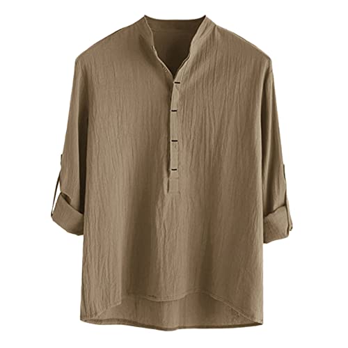 Hemd Leinen Herren Tops Für Hemd Weiss Herren Kurzarm Hemd Business Slim Fit Langarm Herrenhemd Stretch Langarm Hemd Modische Leinen Herren Western Hemd von Generic