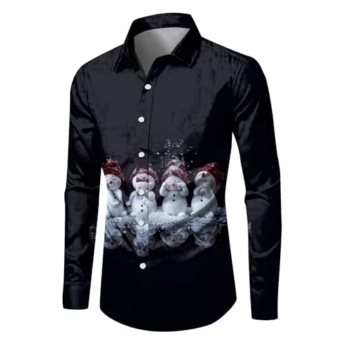 Hemd Weihnachten Herren Hawaii Hemd 3D Druck Weihnachtshemd Slim Fit Hemden Weihnachtspullover Lustig Weihnachtsmann Langarm Ugly Christmas Shirt Freizeithemd Xmas Hawaiihemd von Generic