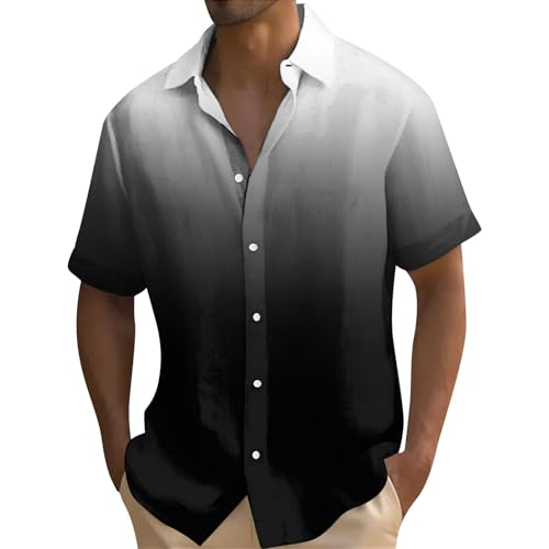 Hemden Herren Kurzarm Sommerhemd Langarm Gradient Button Down Freizeithemd Lässige Lose Fit Beach Shirts Leinen Hemd von Generic