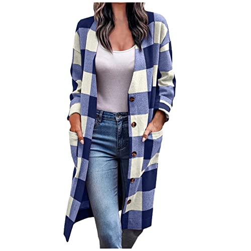 Hemdjacke Damen Lang Karierte Jacke Mit Tasche Einreihiger Knöpfen Wintermantel Winterjacke Holzfällermantel Jeansjacke Übergangsjacke Hemd Mantel Freizeitjacke Longstrickjacke Gutschein Angebote von Generic