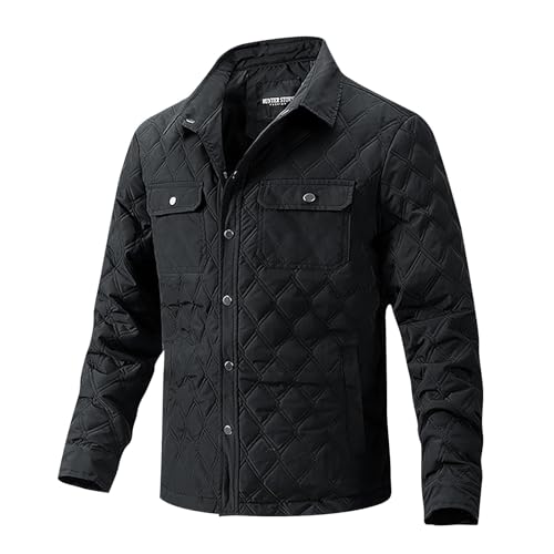 Hemdjacke Herren Hemd Daunenjacken Fleecefutter Winterjacke Winter Übergangsjacke Puffer Jacket Warm Jacke Steppjacke Herren-Jacken Baumwolle Kleidung Angebote Schwarz M von Generic