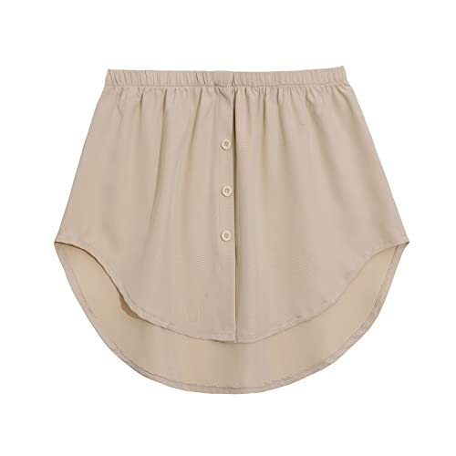 Hemdverlängerung Damen Gefälscht Oberteil Unter Sweep Hemd Minirock für Frauen Mini Skirt Shirt Extenders Damen Unterrock Hemd Verlängerung Rock Blusen Verlängerung (Beige #1, L) von Generic