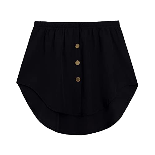 Hemdverlängerung Damen Gefälscht Oberteil Unter Sweep Hemd Minirock für Frauen Mini Skirt Shirt Extenders Damen Unterrock Hemd Verlängerung Rock Blusen Verlängerung (Black #1, M) von Generic