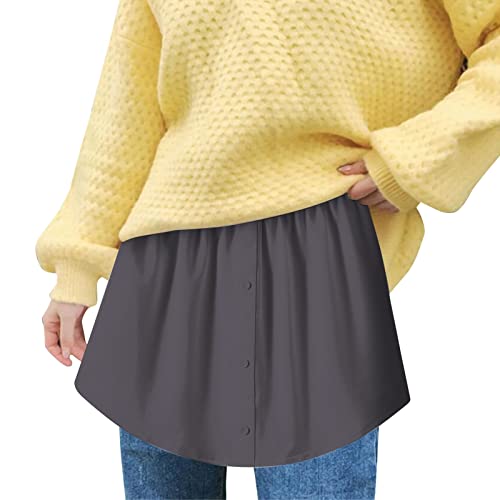 Hemdverlängerung Damen Gefälscht Oberteil Unter Sweep Hemd Minirock für Frauen Mini Skirt Shirt Extenders Damen Unterrock Hemd Verlängerung Rock Blusen Verlängerung (C-GY2, M) von Generic