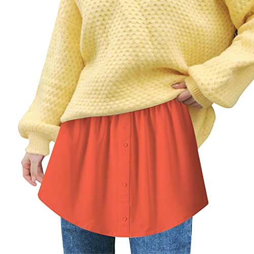Hemdverlängerung Damen Gefälscht Oberteil Unter Sweep Hemd Minirock für Frauen Mini Skirt Shirt Extenders Damen Unterrock Hemd Verlängerung Rock Blusen Verlängerung (C-Orange, XXL) von Generic