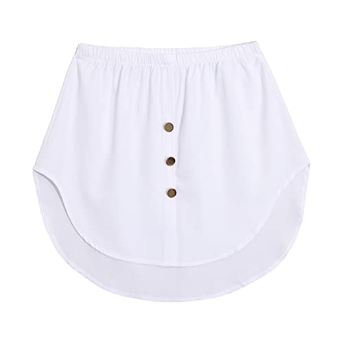 Hemdverlängerung Damen Gefälscht Oberteil Unter Sweep Hemd Minirock für Frauen Mini Skirt Shirt Extenders Damen Unterrock Hemd Verlängerung Rock Blusen Verlängerung (White #1, XL) von Generic