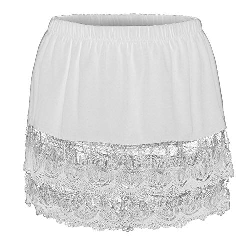 Hemdverlängerung Damen Spitze Blusenverlängerung Unterrock Mit Knöpfen Mini Rock Extender Innenrock Layered Shirt Extender Mini Skirt (White, XXXXXL) von Generic
