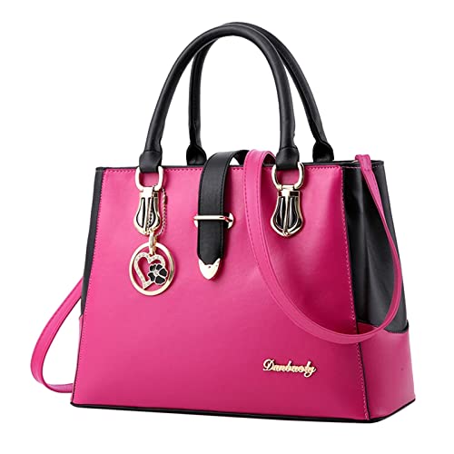 Henkel Für Taschen Kurz Mädchen Retro Feste Katze Fransen Schulter Reißverschluss Tote Handtasche Taschen Elegante Retro Frauen Tragetasche Benutzerdefinierte Damen Taschen Damen (Hot Pink, One Size) von Generic