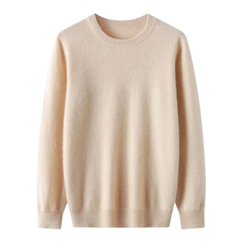 Herbst Herren Merinowolle Pullover Rundhals Langarm Kaschmirpullover Winter Warm Top Beige L von Generic