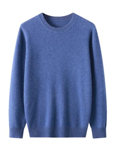 Herbst Herren Merinowolle Pullover Rundhals Langarm Kaschmirpullover Winter Warm Top Blue S von Generic