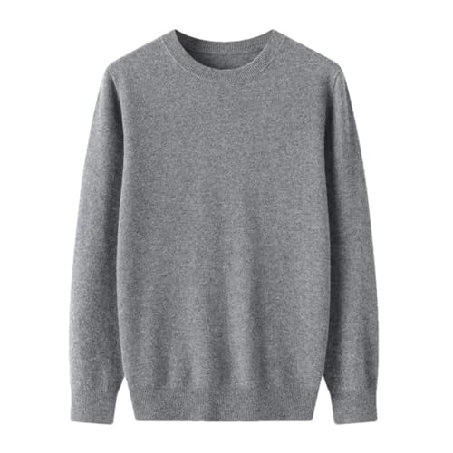 Herbst Herren Merinowolle Pullover Rundhals Langarm Kaschmirpullover Winter Warm Top Gray XL von Generic