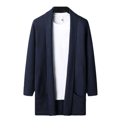 Herbst Herren Pullover Verdicken und Velours Männer Strickjacke Strickpullover Mantel Streifen Jacke, marineblau, 5X-Large von Generic