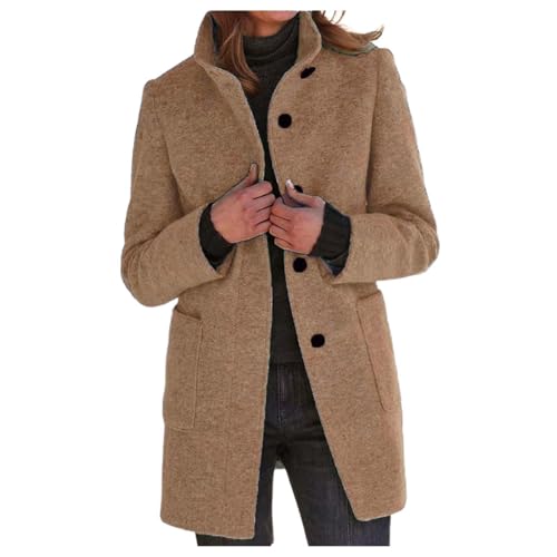 Herbst Mantel Damen Lang Warm Wollmantel Trenchcoat Wolle Schwarzer Wintermantel Damenmantel Elegant Winterjacke Mantel A-Linie Trench Coat Herbstmantel Steppmantel von Generic