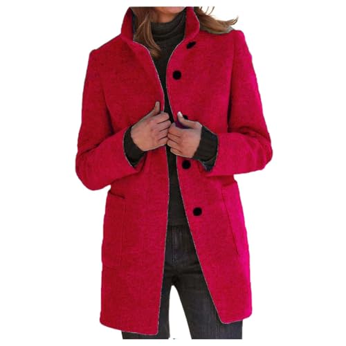 Herbst Mantel Damen Lang Warm Wollmantel Trenchcoat Wolle Schwarzer Wintermantel Damenmantel Elegant Winterjacke Mantel A-Linie Trench Coat Herbstmantel Steppmantel von Generic
