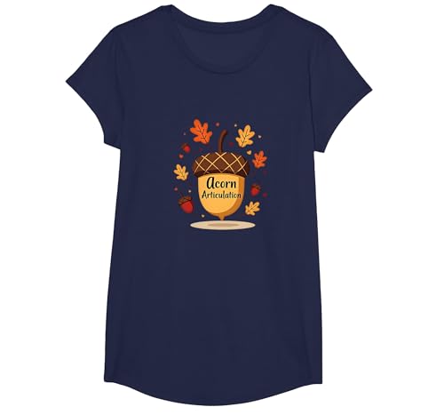 Herbst-Sprachtherapie, Eichel-Artikulationsaktivität T-Shirt, Girls, Marineblau, XS Herbst-Sprachtherapie, Eichel-Artikulationsaktivität T-Shirt, Girls, Marineblau, XS von Generic