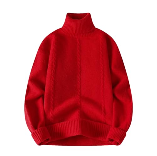 Herbst und Winter Kaschmir Pullover Herren Rollkragenpullover Langarm Rollkragenpullover, rot, Large von Generic