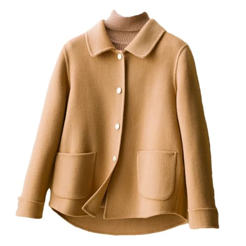 Herbst und Winter doppelseitiger Wollmantel kurzer 100% Wollmantel Frauen Erbsenmantel, Khaki9, 36 von Generic