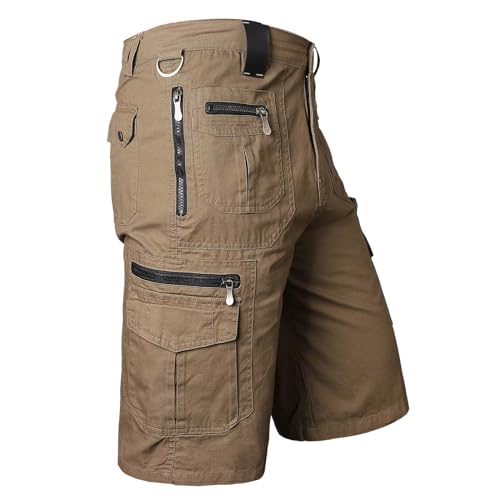 Herren 3/4 Cargoshorts Herrenshorts aus Baumwolle Outdoor Hose Wanderhose Cargo Shorts Arbeitshose Männer Bermuda Shorts Multi Taschen Sommer Kurze Hose Leicht Atmungsaktiv von Generic