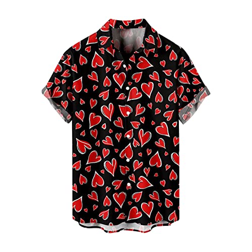 Herren Alltagsgeschenk Weihnachtsmann Digitaldruck 3D Knopf Revers Hemd Kurzarm T-Shirt Neuheit 3D San Herzen Tasche auf dem Hemd mit kurzen Ärmeln, seltsame Kleidung, A, Large von Generic