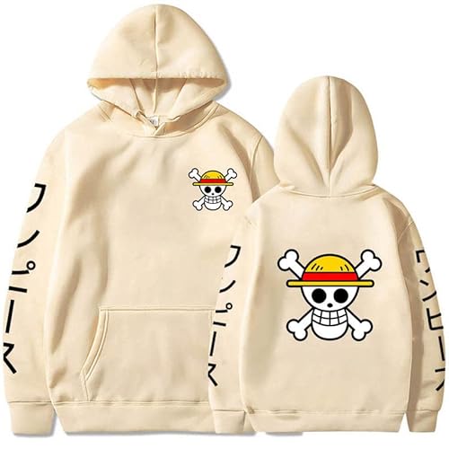 Herren Anime One Piece Luffy Fleece Hoodie Damen Winter Manga Sweatshirts Jungen Mädchen Kleidung von Generic