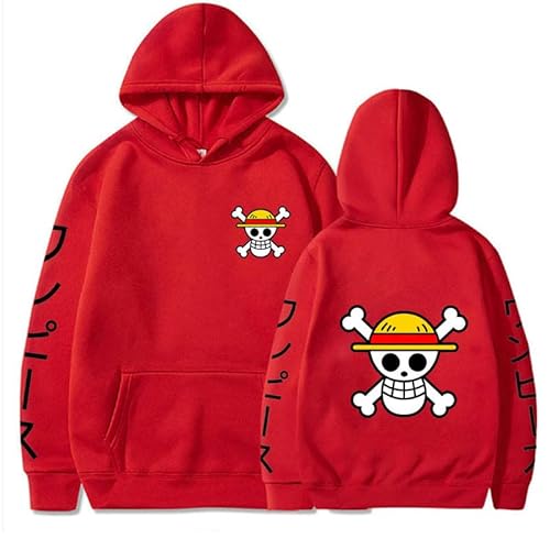 Herren Anime One Piece Luffy Fleece Hoodie Damen Winter Manga Sweatshirts Jungen Mädchen Kleidung von Generic