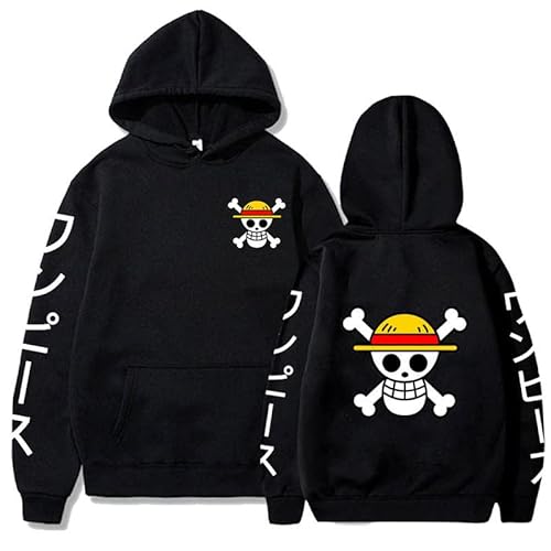 Herren Anime One Piece Luffy Fleece Hoodie Damen Winter Manga Sweatshirts Jungen Mädchen Kleidung von Generic