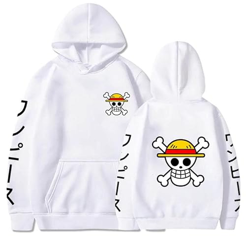 Herren Anime One Piece Luffy Fleece Hoodie Damen Winter Manga Sweatshirts Jungen Mädchen Kleidung von Generic