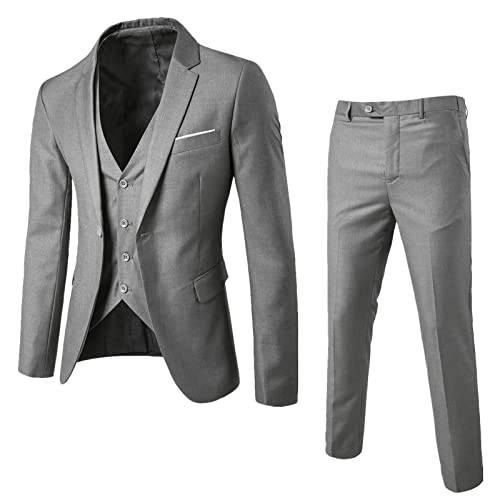 Herren Anzug 3 Teilig Slim Fit Herrenanzug Sakko Weste Hose für Hochzeit Business Regular Fit Anzughose Anzug Weste Smoking Anzug Set für Männer von Generic